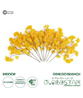GloboStar® Artificial Garden GINKGO BRANCH 20229 10 x Τεχνητά Διακοσμητικά Κλαδία Γκίγκο Π50 x Υ65cm